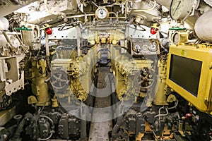 Engine room of the old submarine