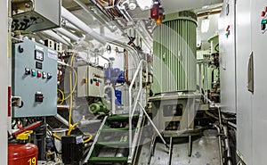 Engine room of the ship