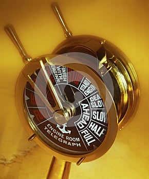 Engine Room Telegraph from a ships bridge photo