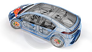 Engine scan in an wire frame car