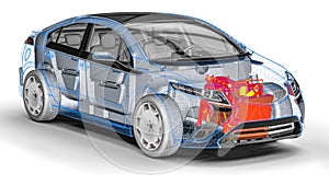 Engine scan in an wire frame car