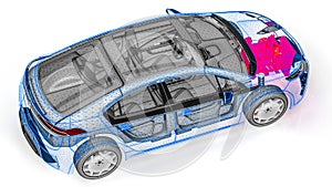 Engine scan in an wire frame car