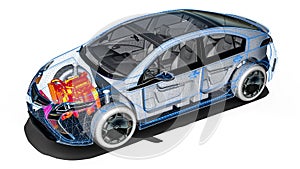 Engine scan in an wire frame car