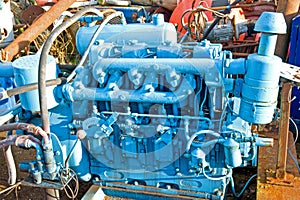 Engine in a scrap yard.