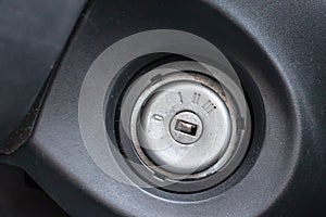 Engine start key hole, ignition lock of a modern car
