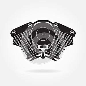 Engine symbol. Car or motorcycle motor silhouette. Vector engine icon.