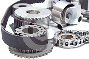 engine timing mechanism of the engine. chain, belt, star, gear,