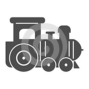 Engine toy solid icon, Kids toys concept, little train sign on white background, Locomotive toy icon in glyph style for