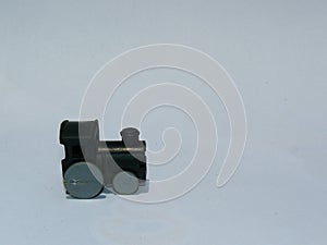 Old plastic engine of a train toy