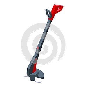 Engine trimmer icon isometric vector. Lawn grass