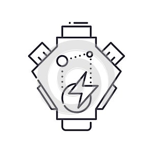 Engine turnup icon, linear isolated illustration, thin line vector, web design sign, outline concept symbol with