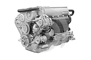 Engine under the white background