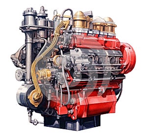 engine in watercolor style illustration