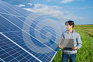 Engineer adjusting the solar power plant