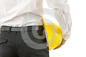 Engineer or architect holding a hardhat