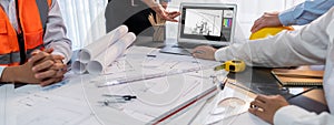 Engineer and architect using architect designing software together. Insight