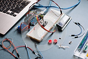 Engineer background with microcontroller