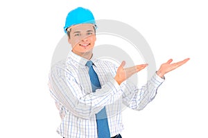 Engineer with blue hard hat