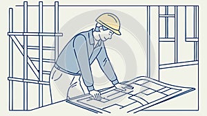 Engineer with Blueprint, Architecture and Construction Planning, Design, vector design Generative AI