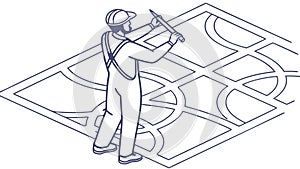 Engineer with Blueprint - Precision and Design, vector design Generative AI