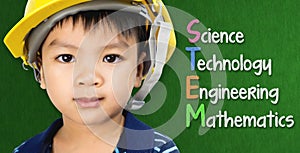 Engineer boy is studying STEM education