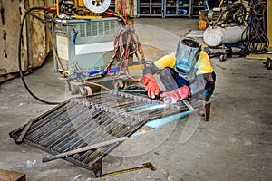 engineer braze iron body in the workshop