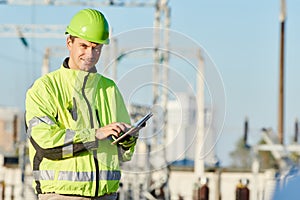 Engineer builder at construction site