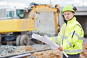 Engineer builder at construction site