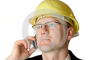 Engineer with cellphone