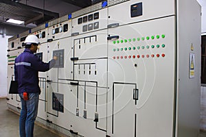 Engineer checking the electrical system