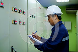 Engineer checking the electrical system