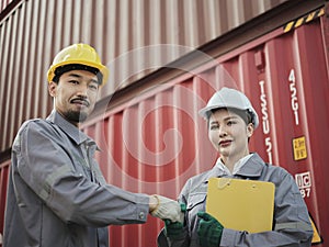 Engineer checking hand after negotiations for business deal