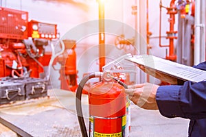 Engineer checking Industrial fire control system,Fire Alarm controller, Fire notifier, Anti fire.System ready In the event of a