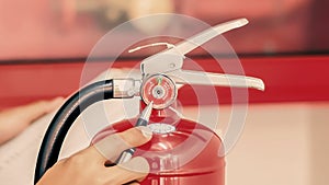 Engineer checking Industrial fire control system,Fire Alarm controller, Fire notifier, Anti fire.System ready In the event of a