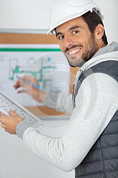 engineer checking and inspecting building