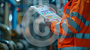 The engineer with a clipboard. AI generated photo