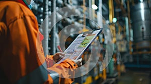 Engineer with Clipboard in Factory.AI generated image