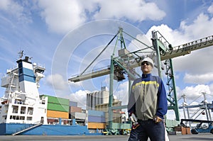 Engineer in a commercial port