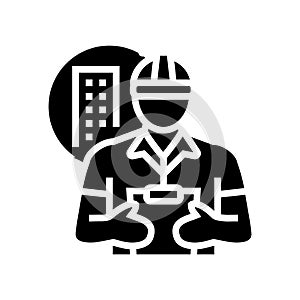 engineer construction worker glyph icon vector illustration