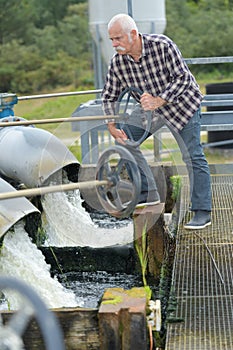 Engineer controlling quality water