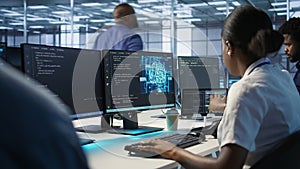 Engineer in data center implementing advanced AI systems