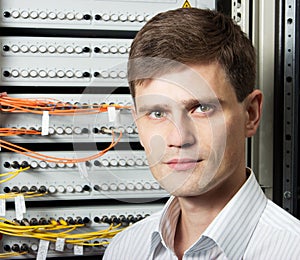 The engineer in a data processing center