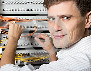 The engineer in a data processing center of ISP