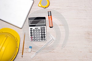 Engineer desk background ,project ideas concept