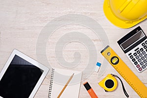 Engineer desk background ,project ideas concept