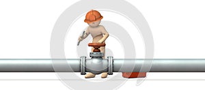 Engineer desperately repairing piping.