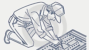 Engineer drafting architectural blueprints, precision design work. vector design Generative AI