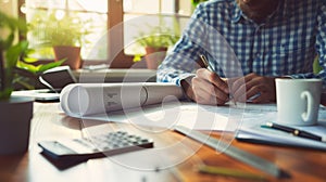 The engineer drafting a blueprint. AI generated