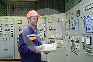 Engineer with on gas compressor station