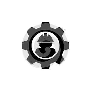 Engineer with gear icon vector on white